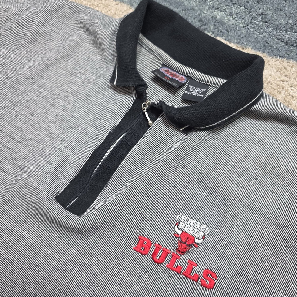 Vintage 90s Chicago Bulls Active Iron Knights Polo Shirt XL Gray Black 1997 NBA